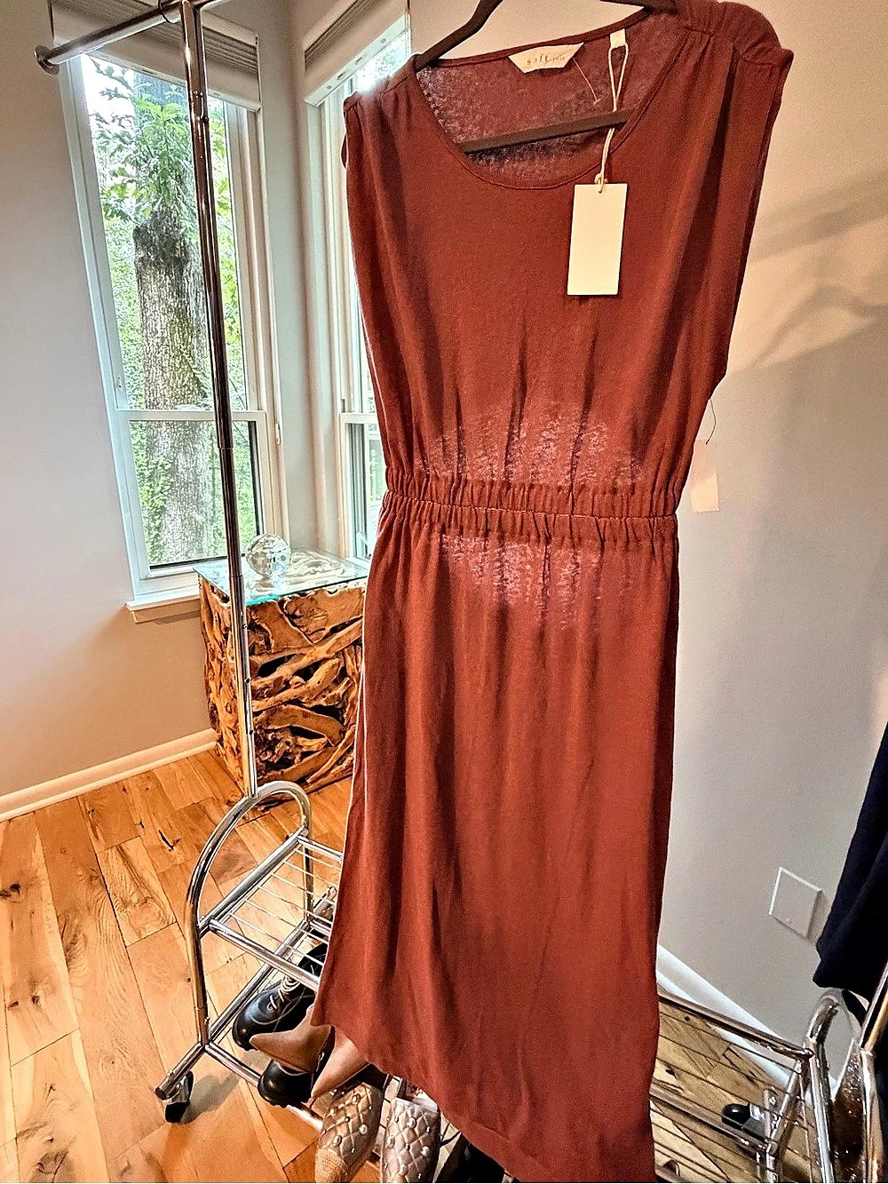 Joie Natalia Linen Maxi Dress in rose brown Size XL NWT